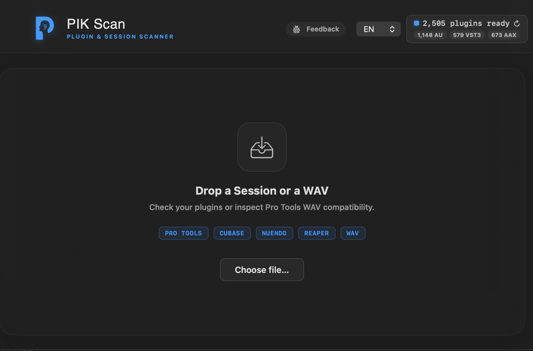 PIK Scan macOS app showing a session scan report